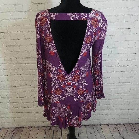 NWOT FREE PEOPLE floral open back dress, sz M - Picture 3 of 5